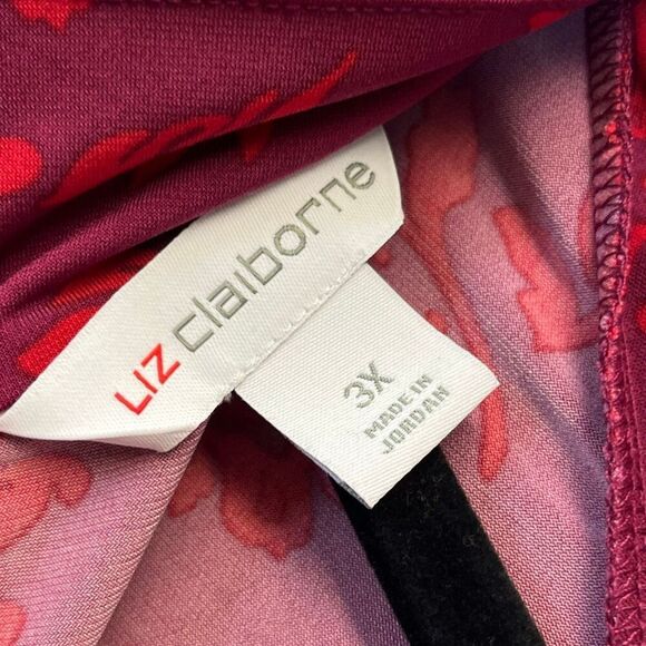 NWT LIZ CLAIBORNE Women’s Career Blouse 3X Magenta Scroll Long Sleeve Stretch - Picture 11 of 15